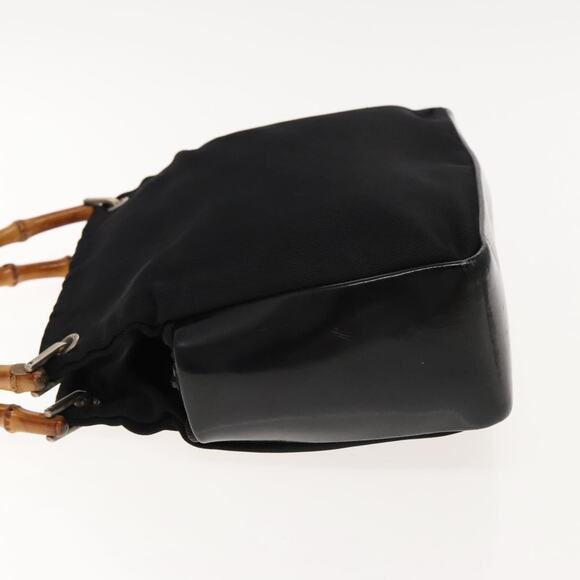 GUCCI Bamboo Hand Bag Nylon Black Silver 000 2014 000 2014 - Picture 5 of 12